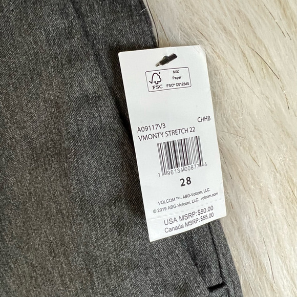 Volcom Mens Monty Chino Shorts Gray Flat Front Stretch Pockets Casual 28 New - Picture 2 of 7